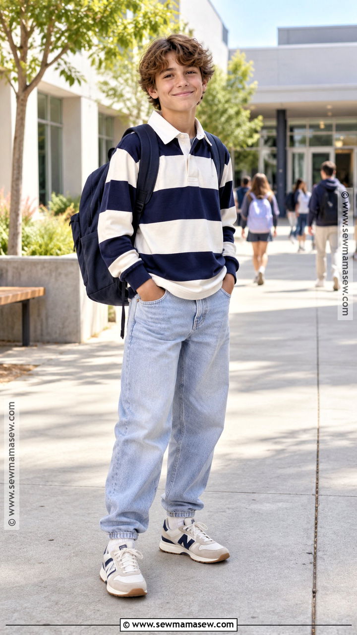 Rugby Back To School Shirt With Loose Jeans - 20 Back To School Shirts for Kids