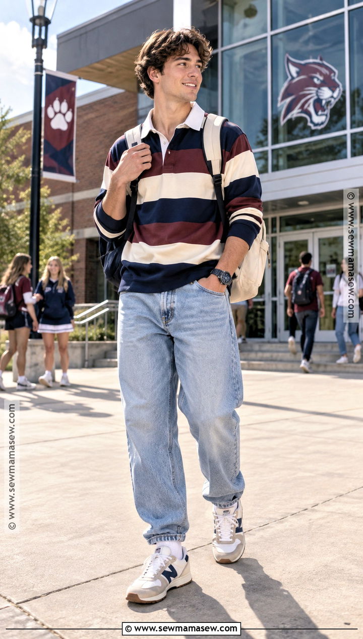 Rugby Shirt And Baggy Jeans Outfit - 20 Back To School Outfits Baggy Jeans