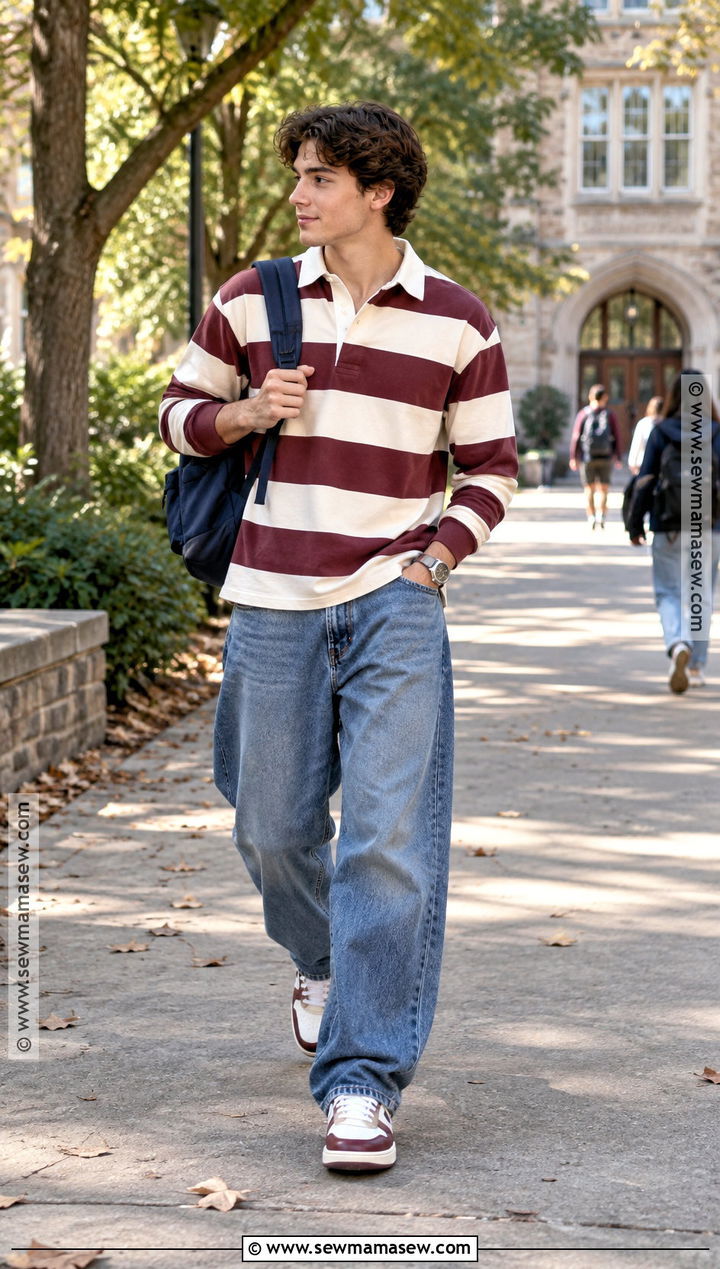 Rugby Shirt And Baggy Jeans School Outfit - 25 fall fits for school