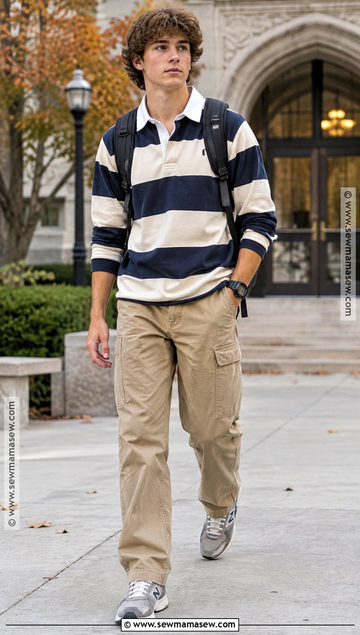 Rugby Shirt And Carpenter Pants School Outfit - 15 back to school style ideas