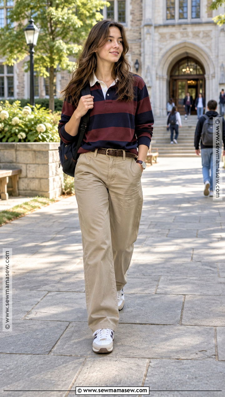 Rugby Shirt And Khaki Pants School Outfit - 25 simple back to school outfits