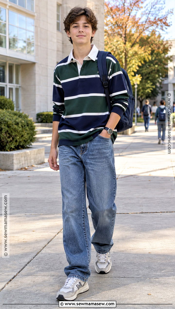 Rugby Shirt And Loose Jeans 8th Grade Outfit - 20 back to school outfits 8th grade
