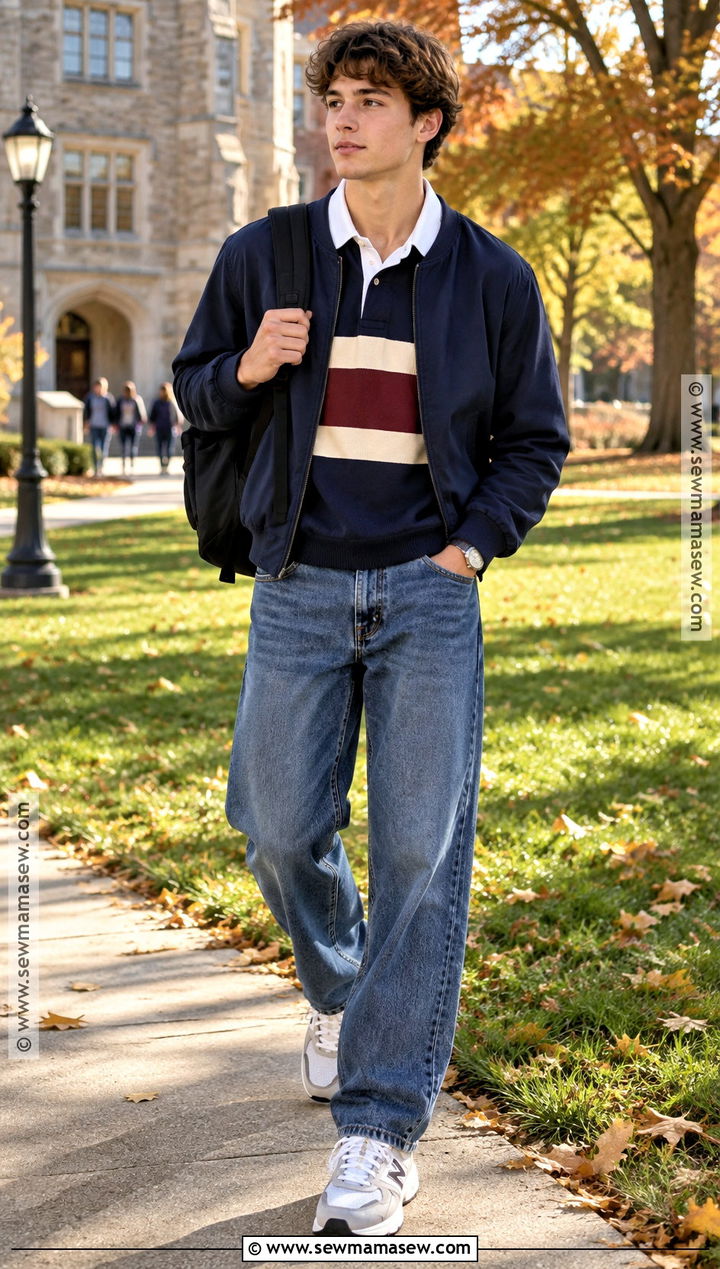Rugby Shirt And Loose Jeans School Outfit - 20 back to school outfits autumn