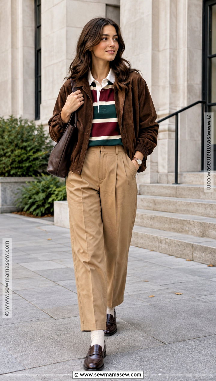 Rugby Shirt And Pleated Trousers Fall Outfit - 15 creative fall outfits