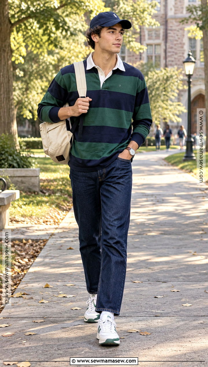 Rugby Shirt And Straight Leg Jeans School Outfit - 15 going back to school outfits