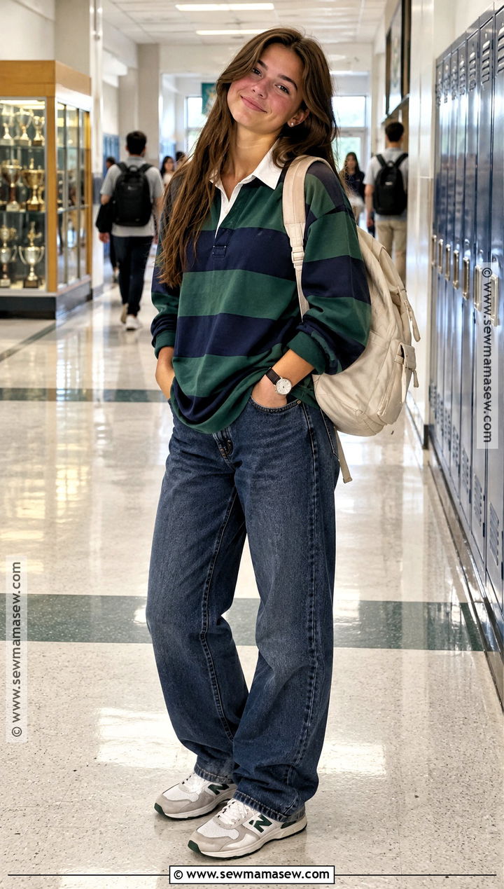 Rugby Shirt Back To School Outfit - 20 di back to school outfit ideas