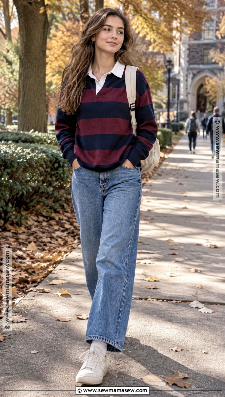 Rugby Shirt Fall College Outfit - 15 fall college class outfits