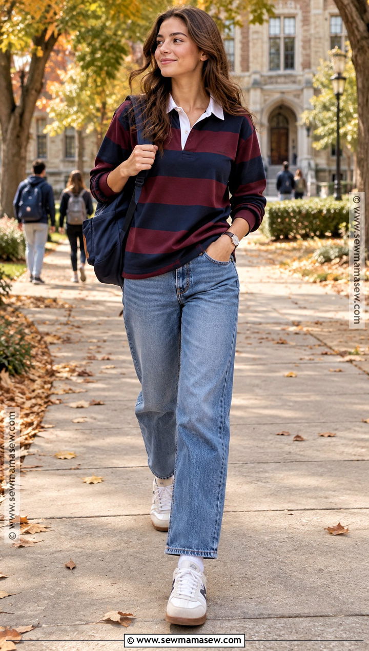 Rugby Shirt Fall School Outfit - 25 Fall School Fits