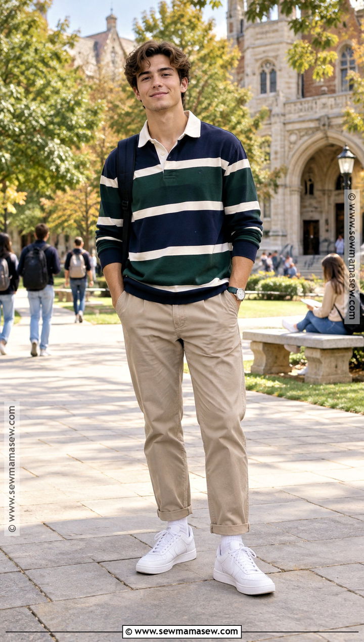 Rugby Shirt With Chinos And Sneakers - 25 fall fits for men