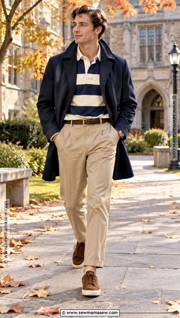Rugby Shirt With Pleated Chinos - 15 dapper fall outfits for men