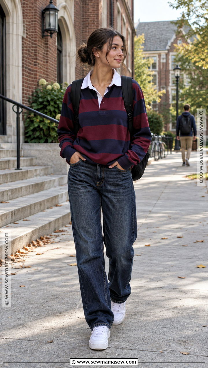 Rugby Shirt With Relaxed Jeans - 25 Back To School Tops