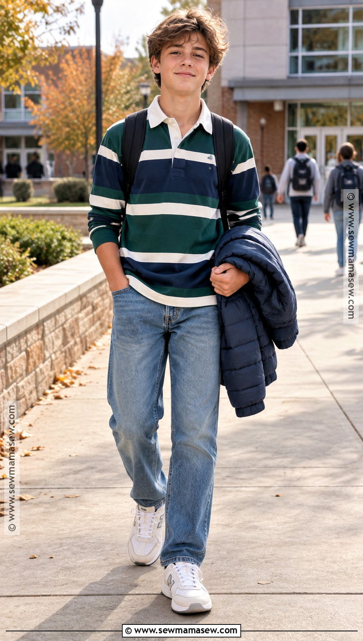 Rugby Shirt With Straight Leg Jeans - 15 back to school shirts for boys