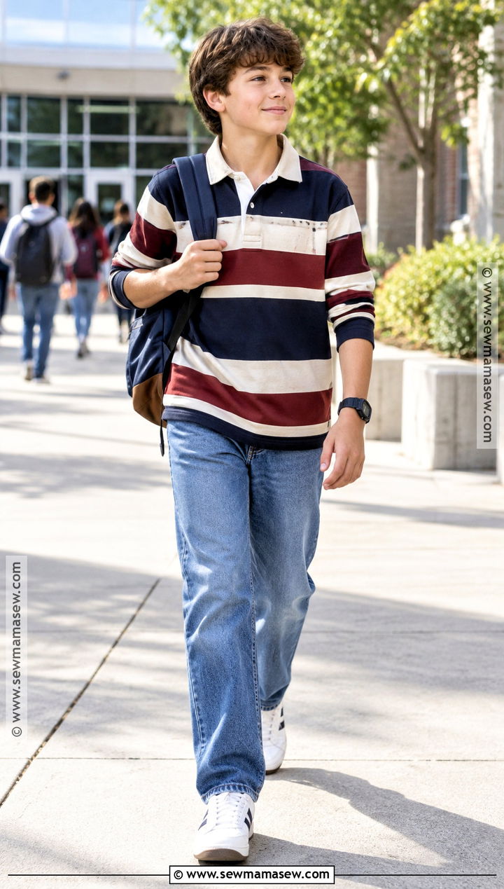 Rugby Shirt With Straight Leg Jeans - 15 back to school clothes middle school