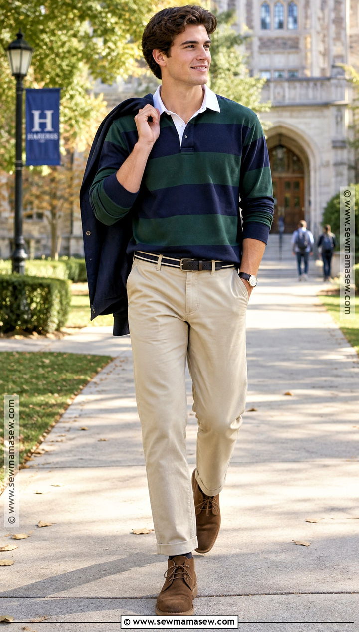 Rugby Shirt and Chinos Fall Outfit - 20 Fall Outfits for Guys