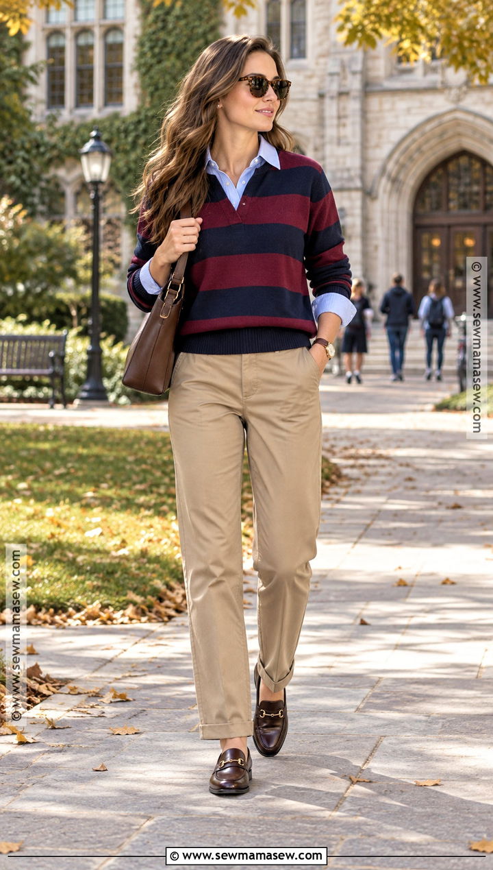 Rugby Sweater And Chinos Fall Outfit - 15 old money fall wardrobe ideas