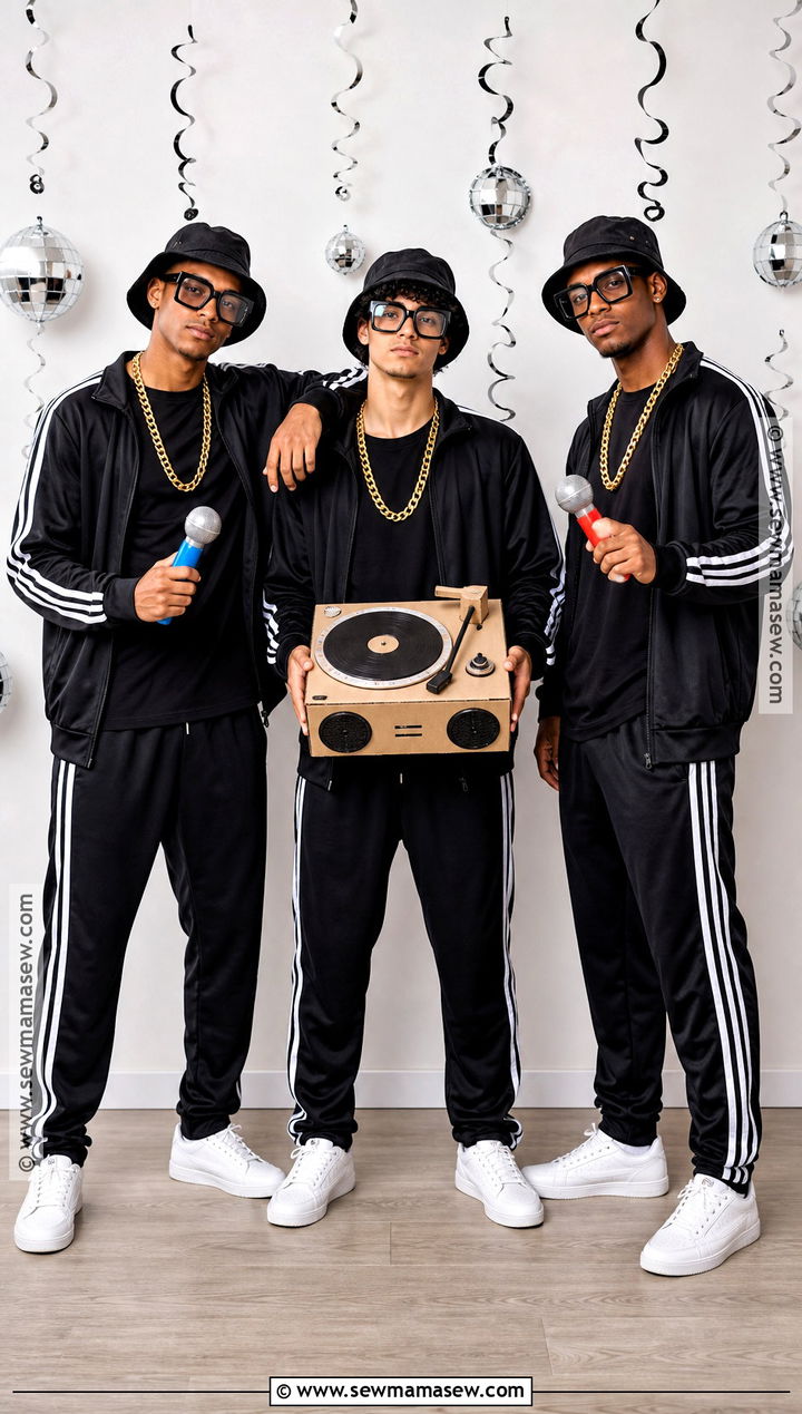 Run DMC Group Costume - 35 rapper halloween costume ideas