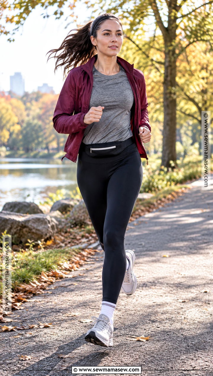 Running Tights And Lightweight Windbreaker Outfit - 15 fall active outfits