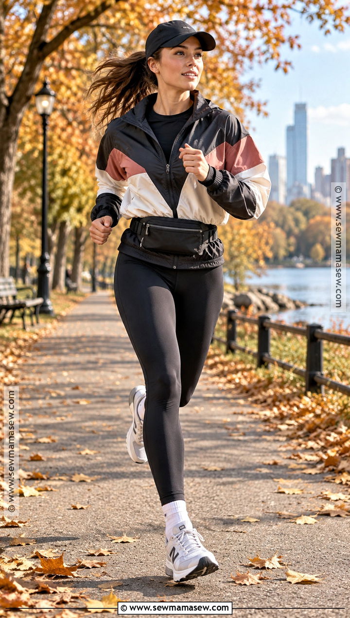 Running Tights and Windbreaker Fall Workout Outfit - 25 fall workout outfits