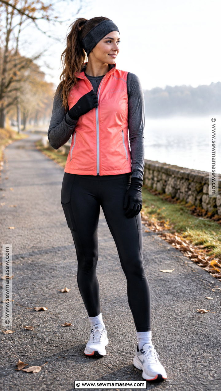Running Vest And Long Sleeve Top Fall Outfit - 25 fall running outfit ideas