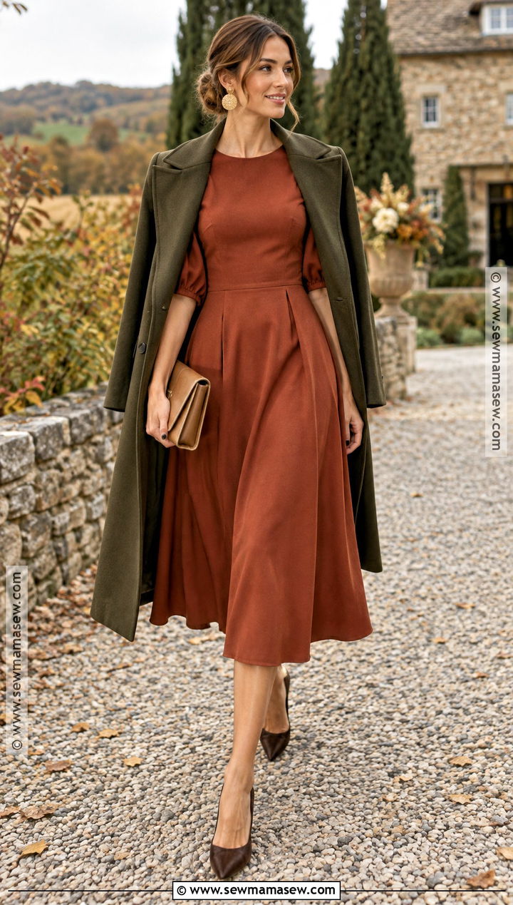 Rust A Line Fall Wedding Guest Dress - 15 Fall Dresses Wedding Guest