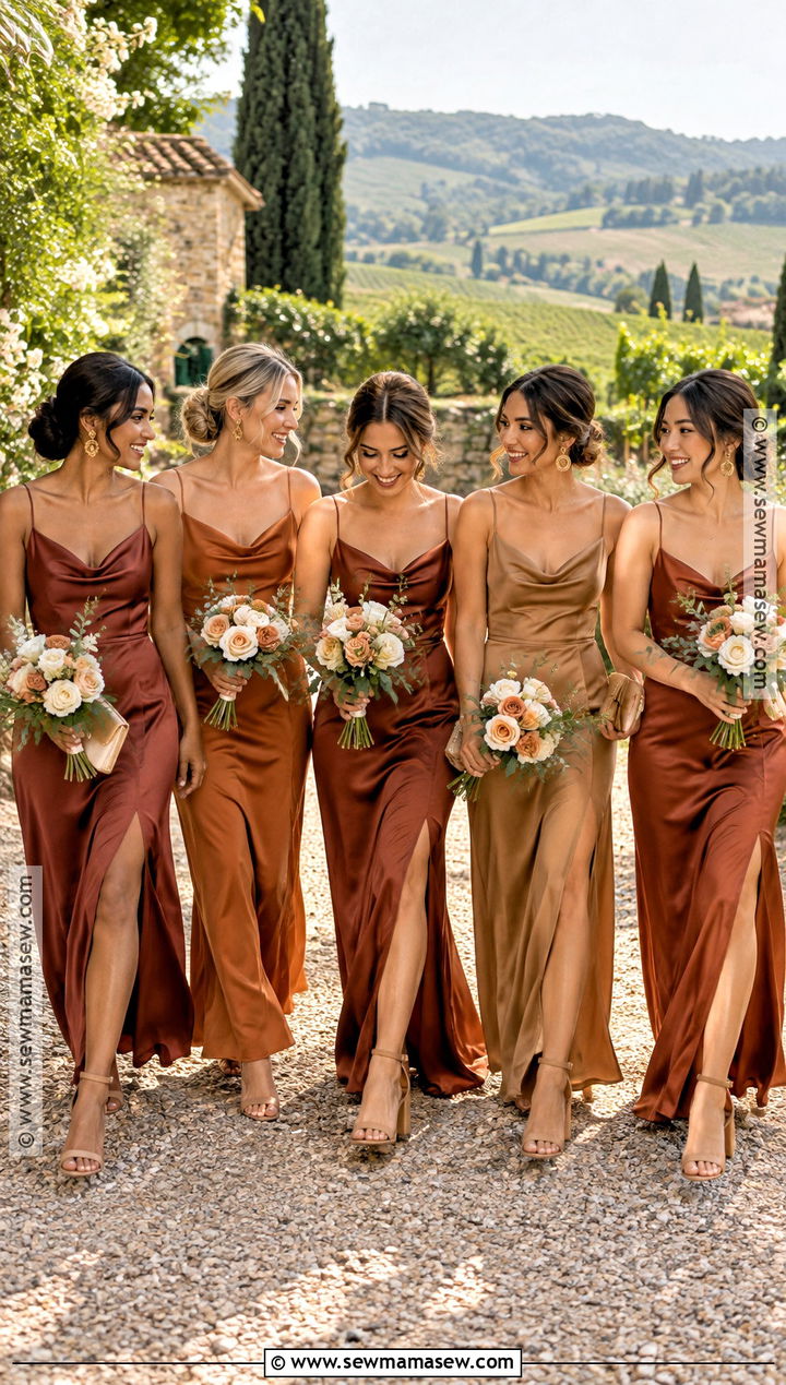 Rust And Camel Bridesmaid Dresses - 15 September Bridesmaid Dresses Color Palettes