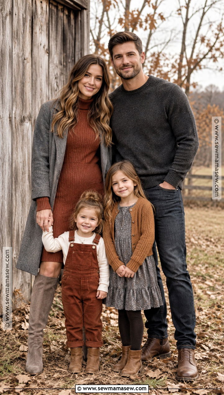 Rust And Charcoal Fall Family Photo Outfit - 15 fall photo outfits for family