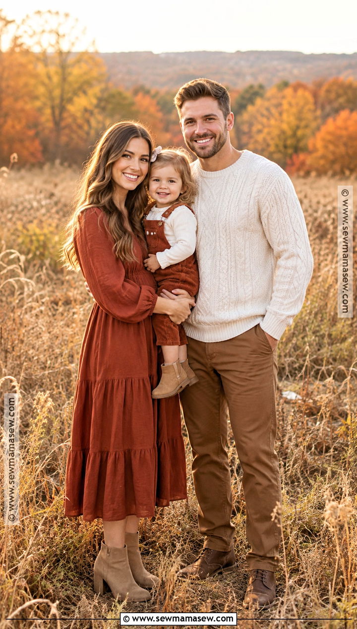 Rust And Cream Fall Family Of 3 Photo Outfit - 20 fall family of 3 photo outfits