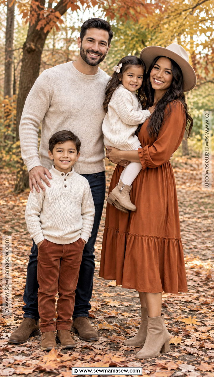 Rust And Cream Fall Family Photo Outfits - 15 family photo outfit inspo fall ideas