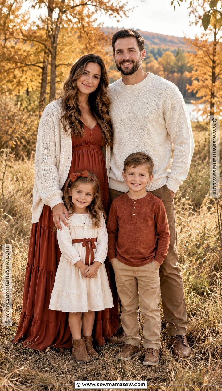 Rust And Cream Fall Family Picture Outfits - 20 Neutral Family Picture Outfits Fall