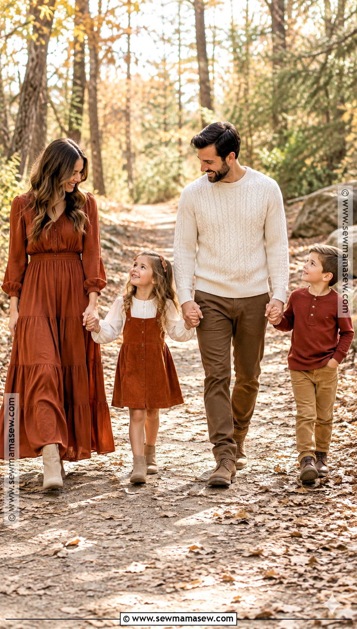 Rust And Cream Fall Family Portrait Outfit - 20 fall portrait outfits for family