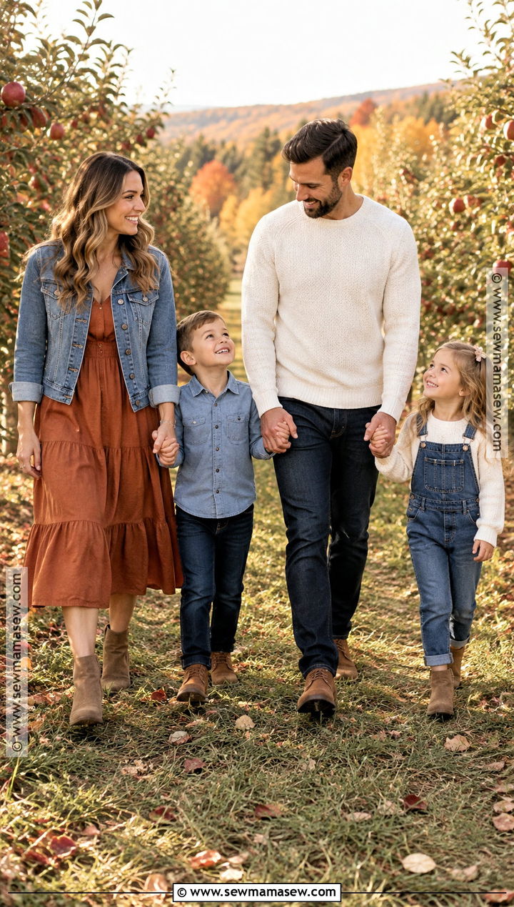 Rust And Denim Fall Family Photo Outfit - 20 fall outfit photoshoot family pics ideas