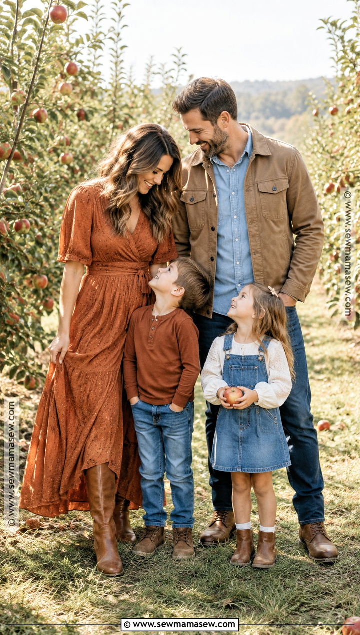 Rust And Denim Fall Family Picture Outfit - 25 casual fall family picture outfits