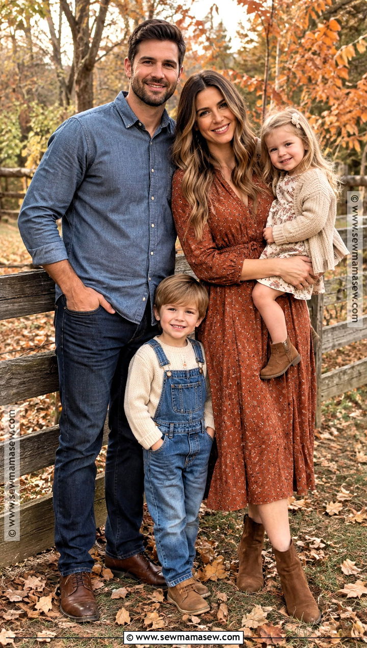 Rust And Denim Fall Family Picture Outfits - 15 Family Pictures Matching Outfits Fall