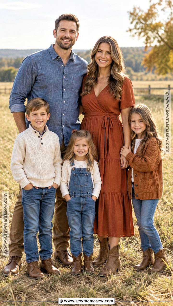 Rust And Denim Fall Family Picture Outfits - 15 fall family pictures outfits country