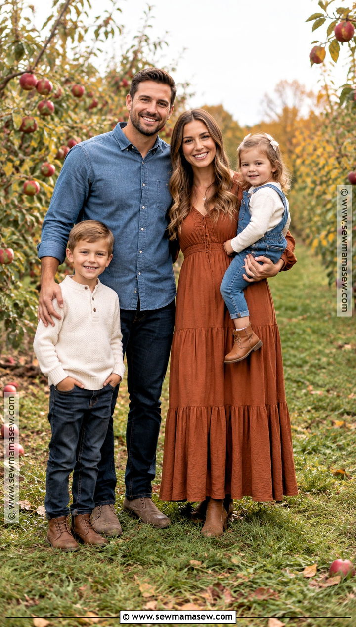 Rust And Denim Family Fall Photo Outfit - 15 family fall pics outfits