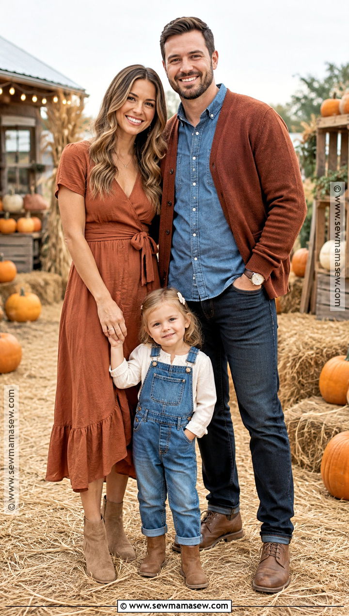 Rust And Denim Family Picture Outfit - 15 fall family of 3 pictures outfits
