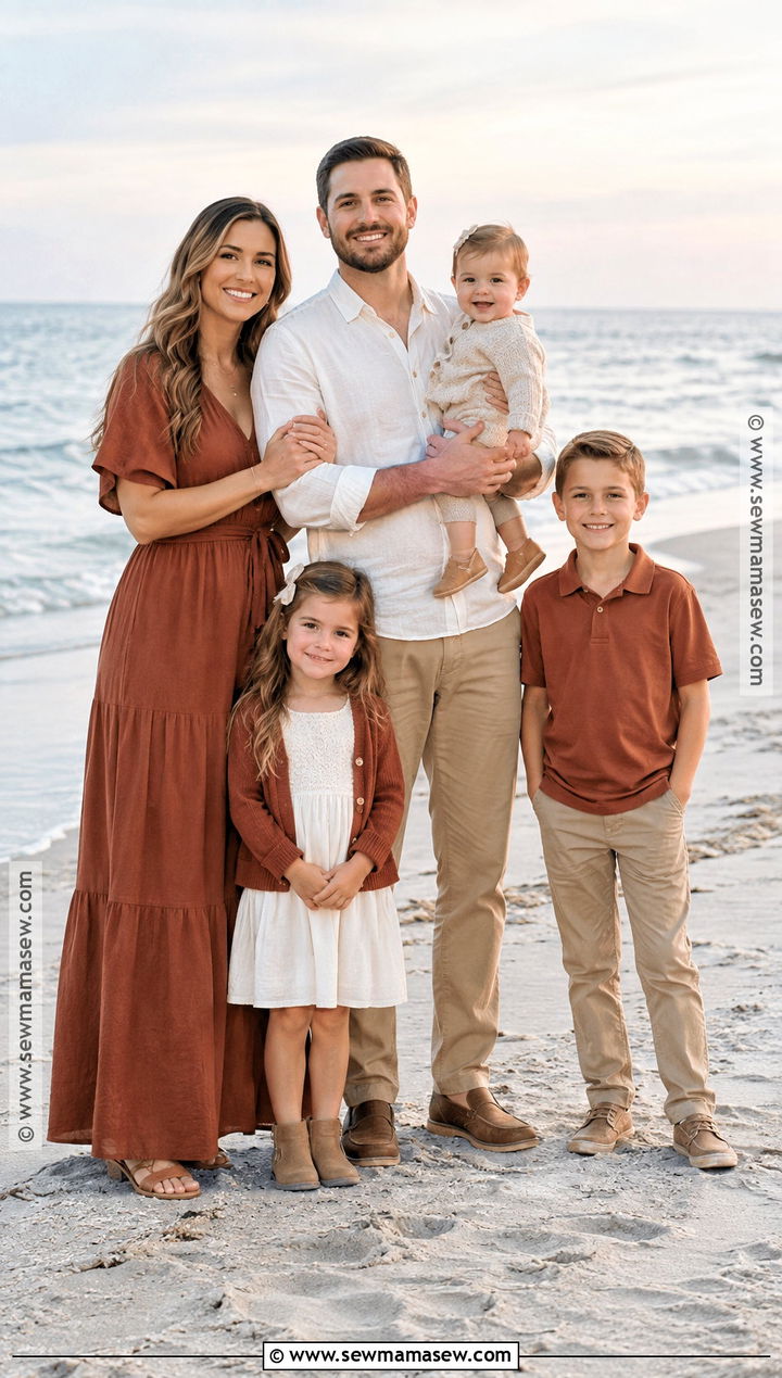 Rust And Ivory Beach Family Outfit - 15 fall family pictures outfits beach