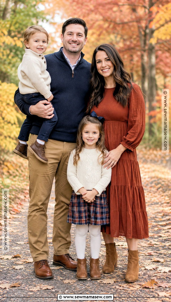 Rust And Navy Fall Family Photo Outfits - 15 fall family photo outfit ideas