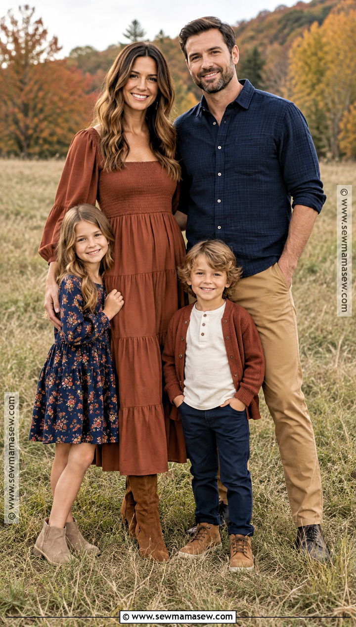 Rust And Navy September Family Photo Outfits - 25 september family pictures outfits