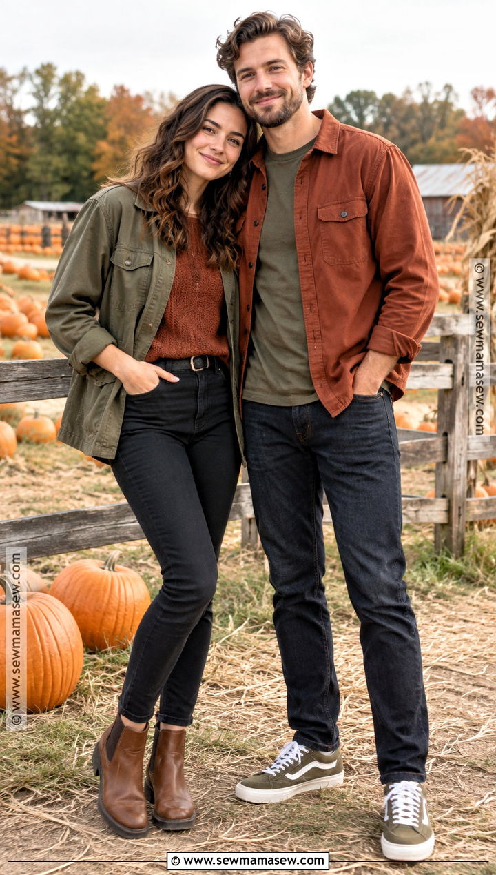 Rust And Olive Pumpkin Patch Couple Outfit - 20 matching pumpkin patch outfits for couples