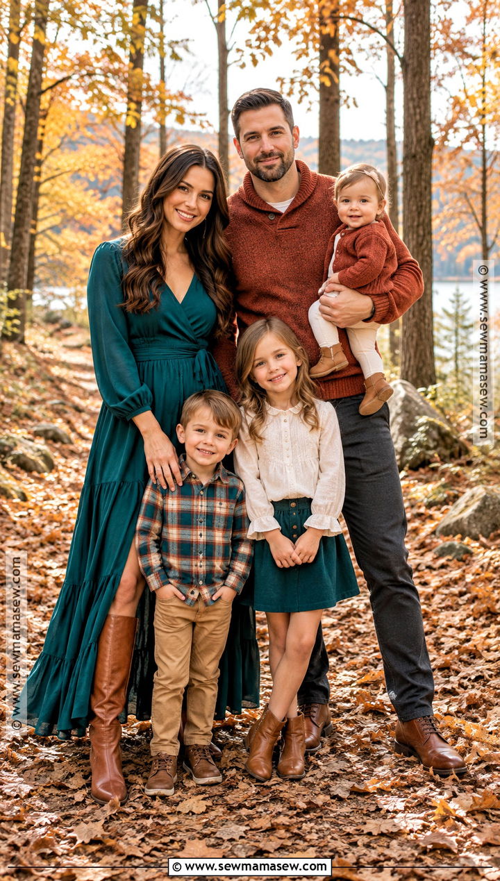 Rust And Teal Family Fall Photoshoot Outfit - 25 family fall photoshoot outfits