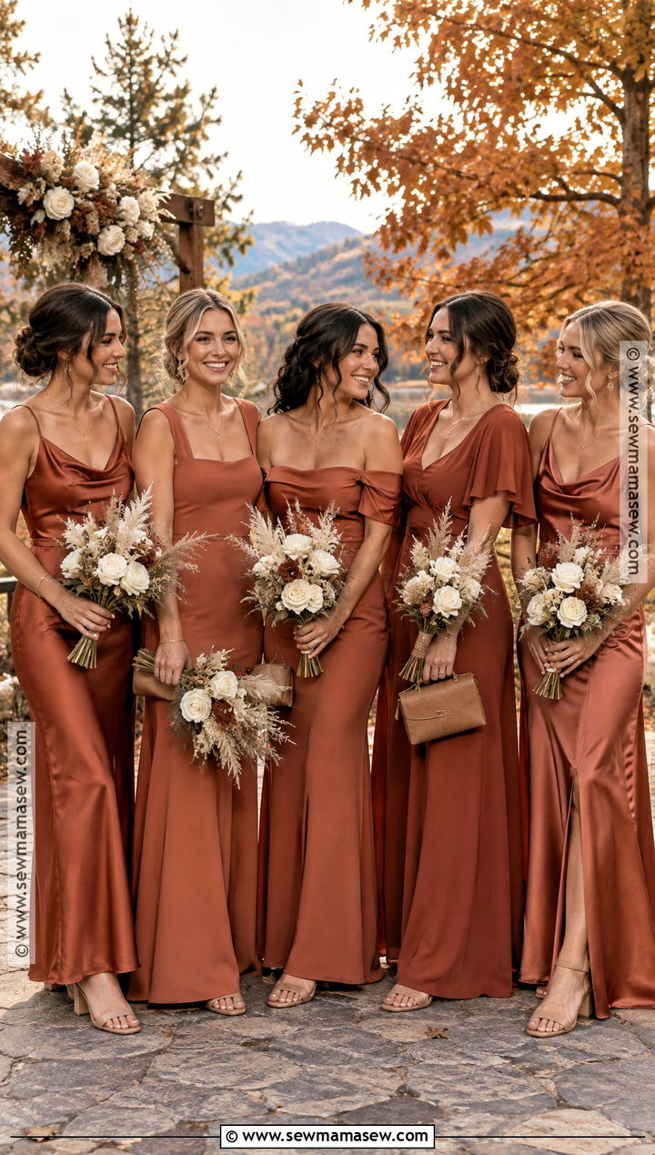 Rust And Terracotta Mismatched Bridesmaid Dresses - 20 mismatch bridesmaid dresses fall