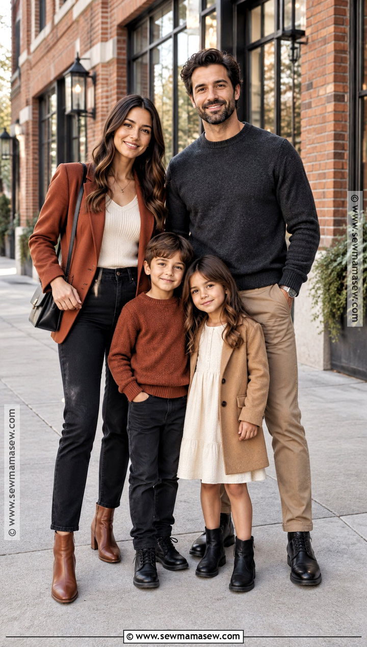 Rust Blazer And Black Denim Family Outfit - 15 fall family pictures outfits rust color