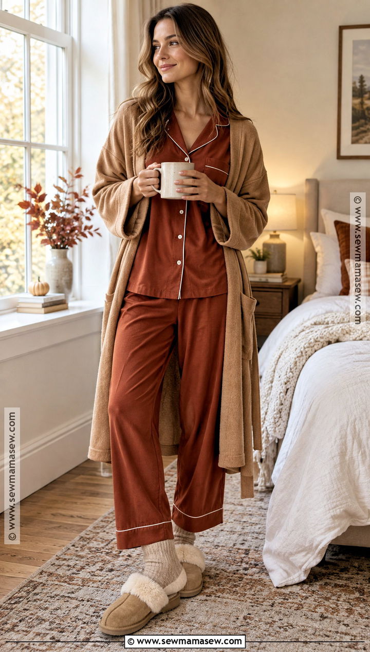 Rust Button Down Fall Pyjamas - 20 fall pyjamas ideas