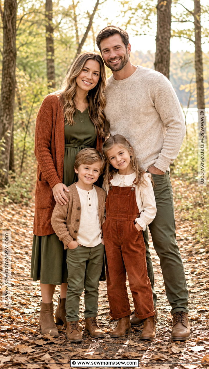 Rust Cardigan And Olive Green Family Outfit - 15 fall family pictures outfits rust color