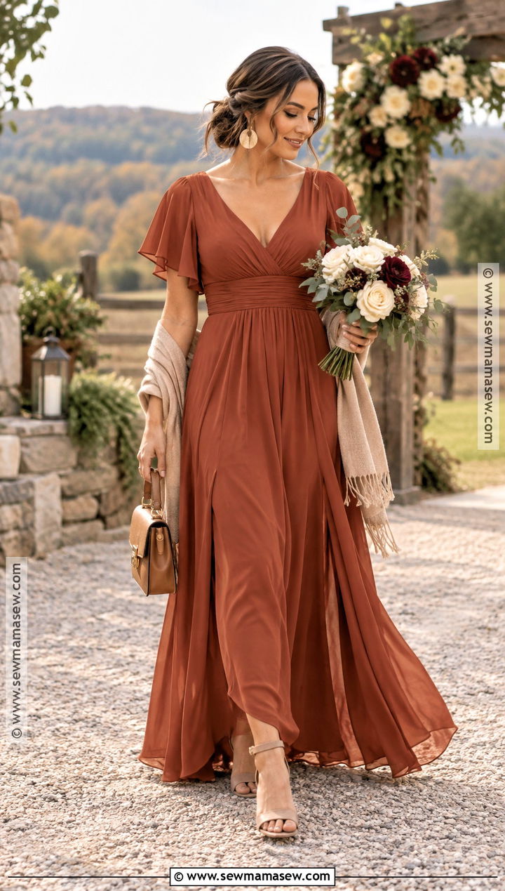 Rust Chiffon Bridesmaid Dress - 20 bridesmaid dresses fall colors
