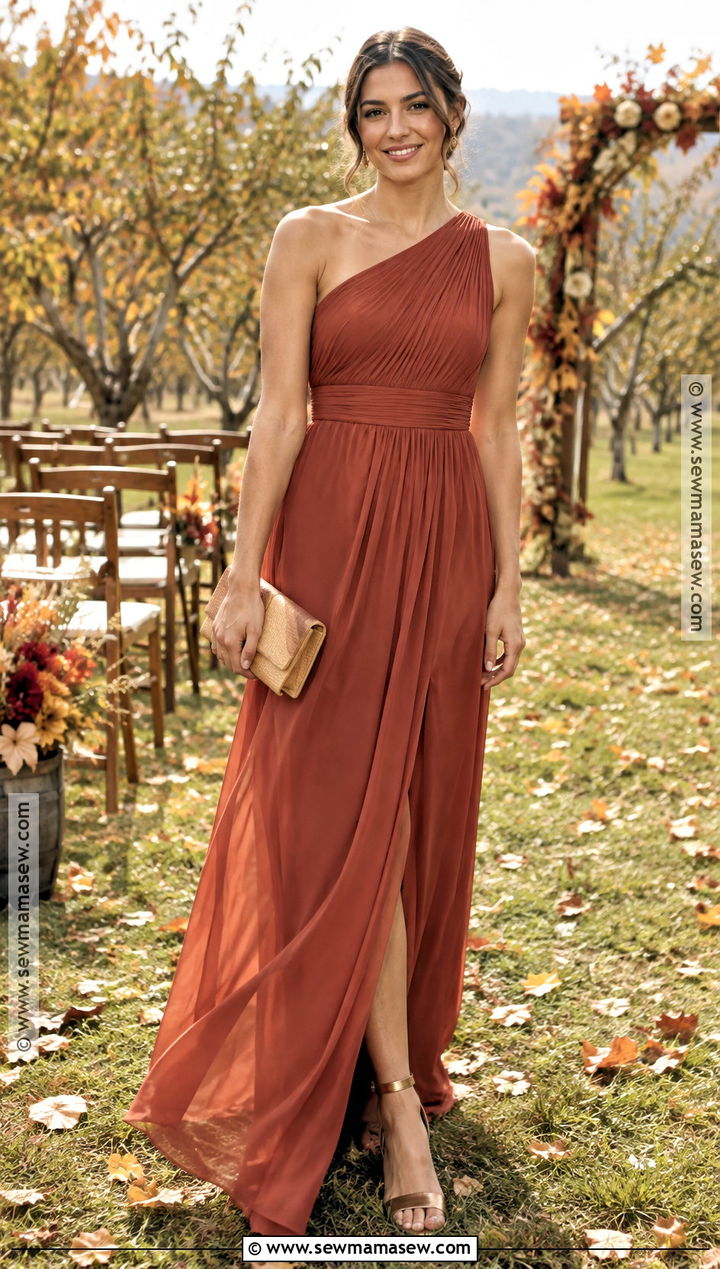 Rust Chiffon Bridesmaid Dress With Bronze Heels - 25 bridesmaid dresses fall