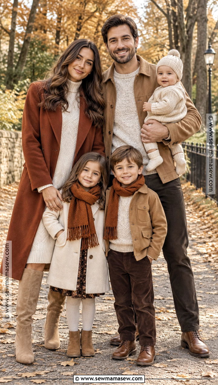Rust Coat And Oatmeal Family Outfit - 15 fall family pictures outfits rust color