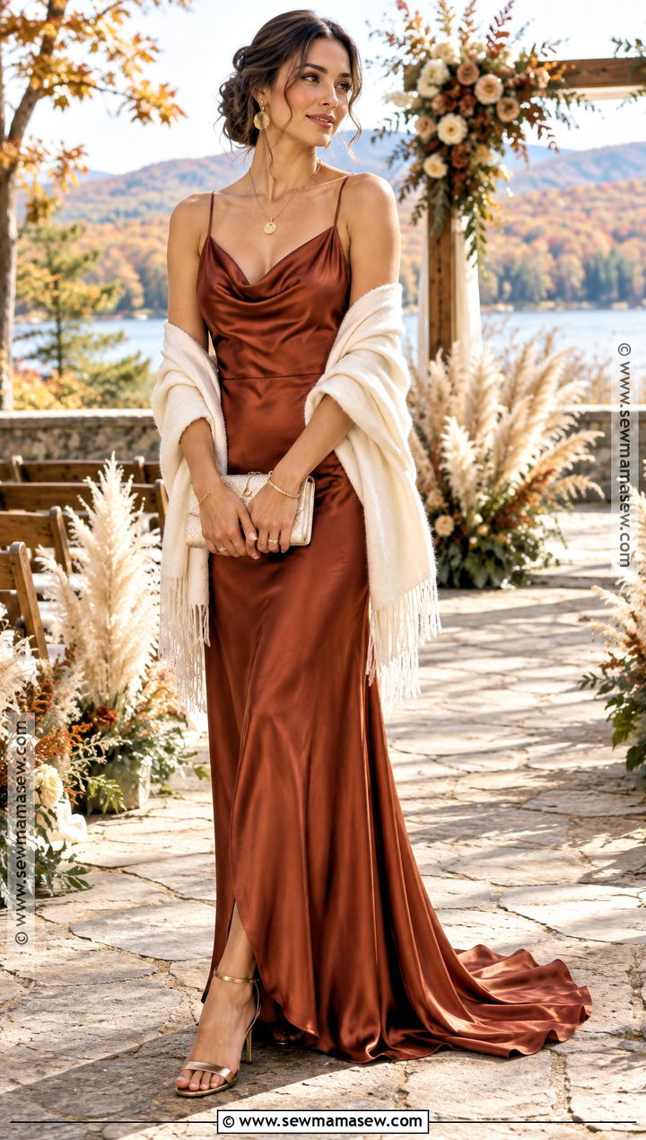 Rust Colored Slip Wedding Dress - 15 Non Traditional Fall Wedding Dress Ideas