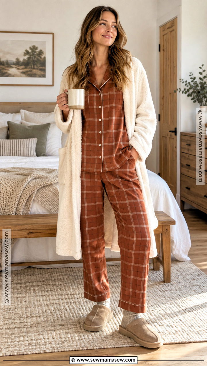 Rust Flannel Autumn Pyjamas - 20 Autumn Pyjamas Ideas